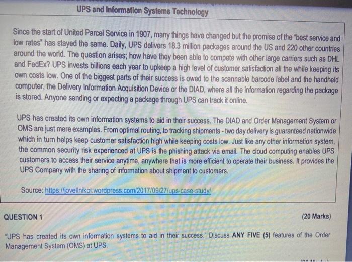 hi please assist UPS and Information Systems