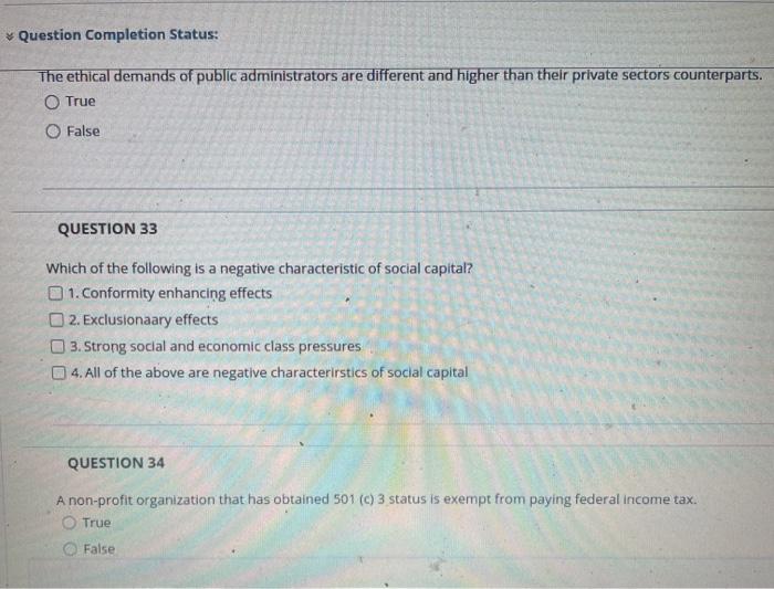 Question Completion Status: The ethical demands