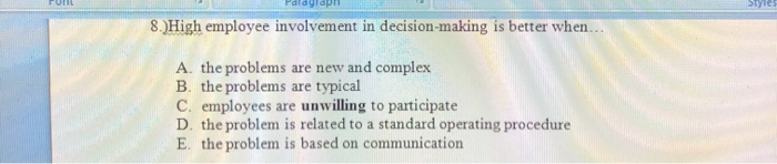 Paldylan 8.)High employee involvement in