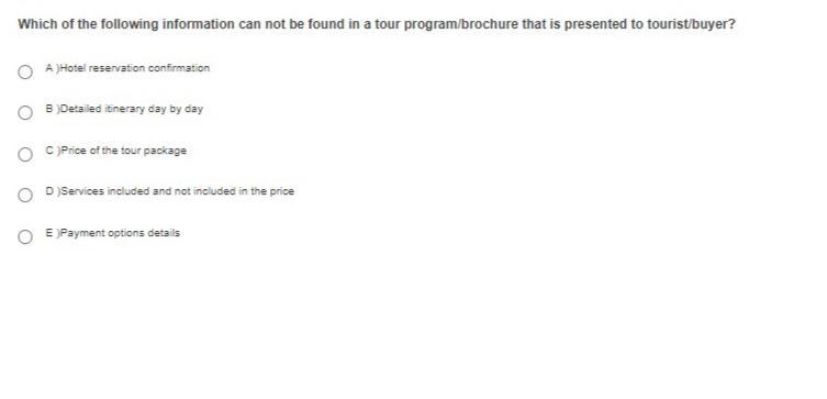 Which of the following information can not be