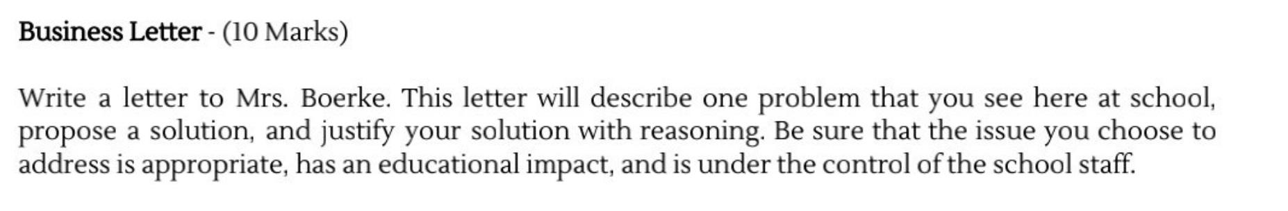 Business Letter - (10 Marks) Write a letter to