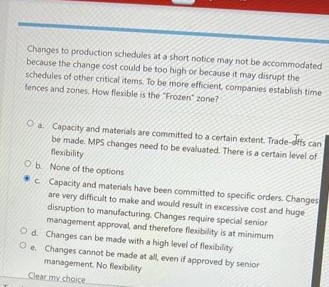 correct ans?? Changes to production schedules at