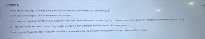 Question 20 Which of the following statements