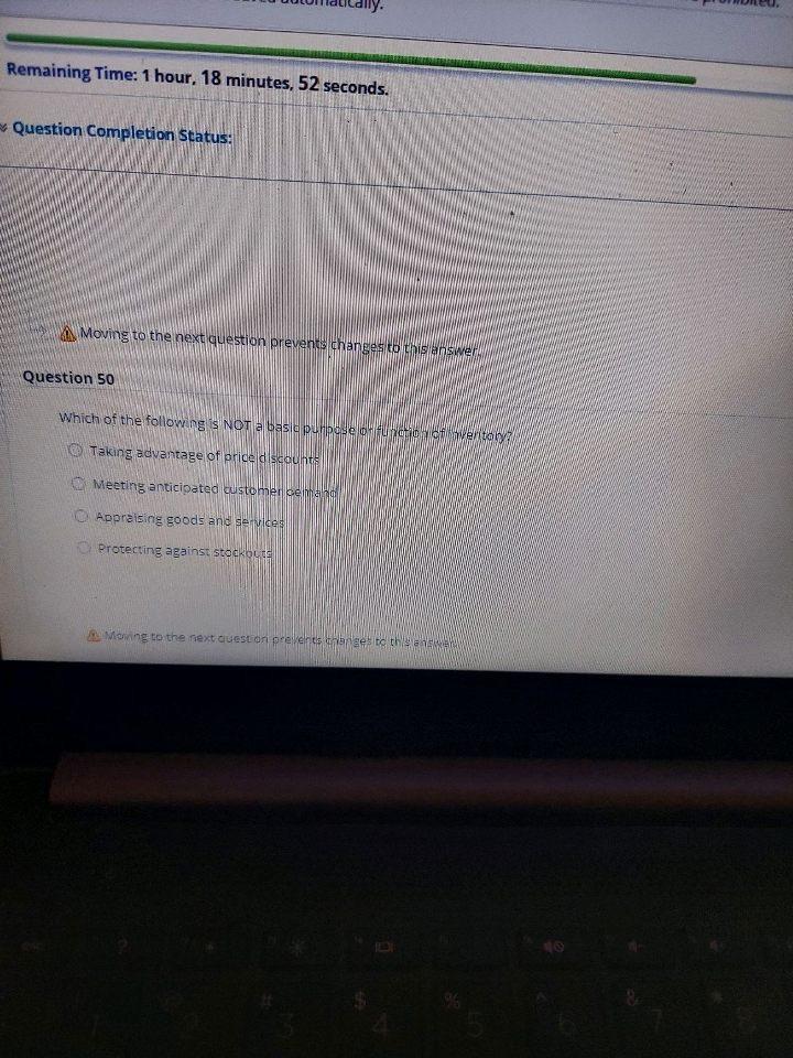 Remaining Time: 1 hour, 18 minutes, 52 seconds.