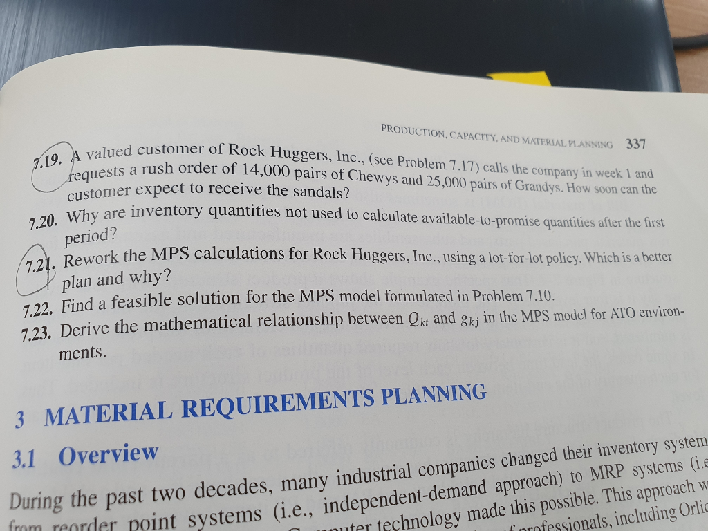 please solve problem 7-21. ( see problem 7-19)