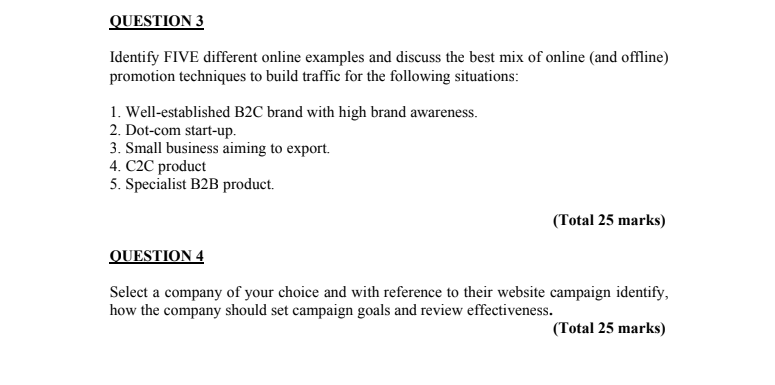 QUESTION 3 Identify FIVE different online