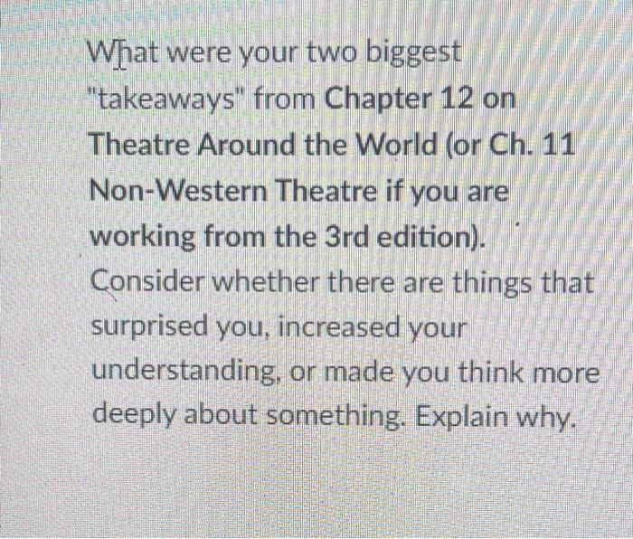 What were your two biggest "takeaways" from