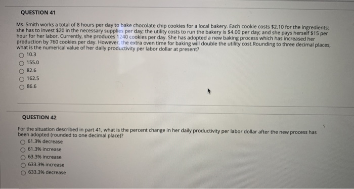 QUESTION 41 Ms. Smith works a total of 8 hours