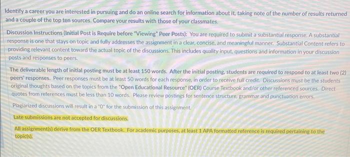 Identify a career you are interested in pursuing