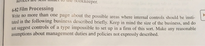 okkeeper. 6-82 Film Processing Write no more than