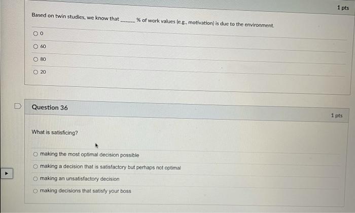 1 pts Which factor does not lead to the feeling