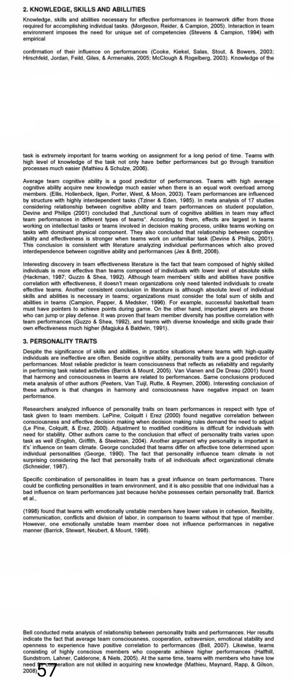 need only conclusions 2. KNOWLEDGE, SKILLS AND