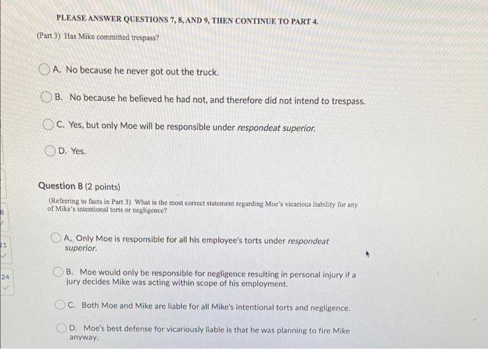 Part 3 PLEASE NOTE: Questions 7, 8 and 9 below