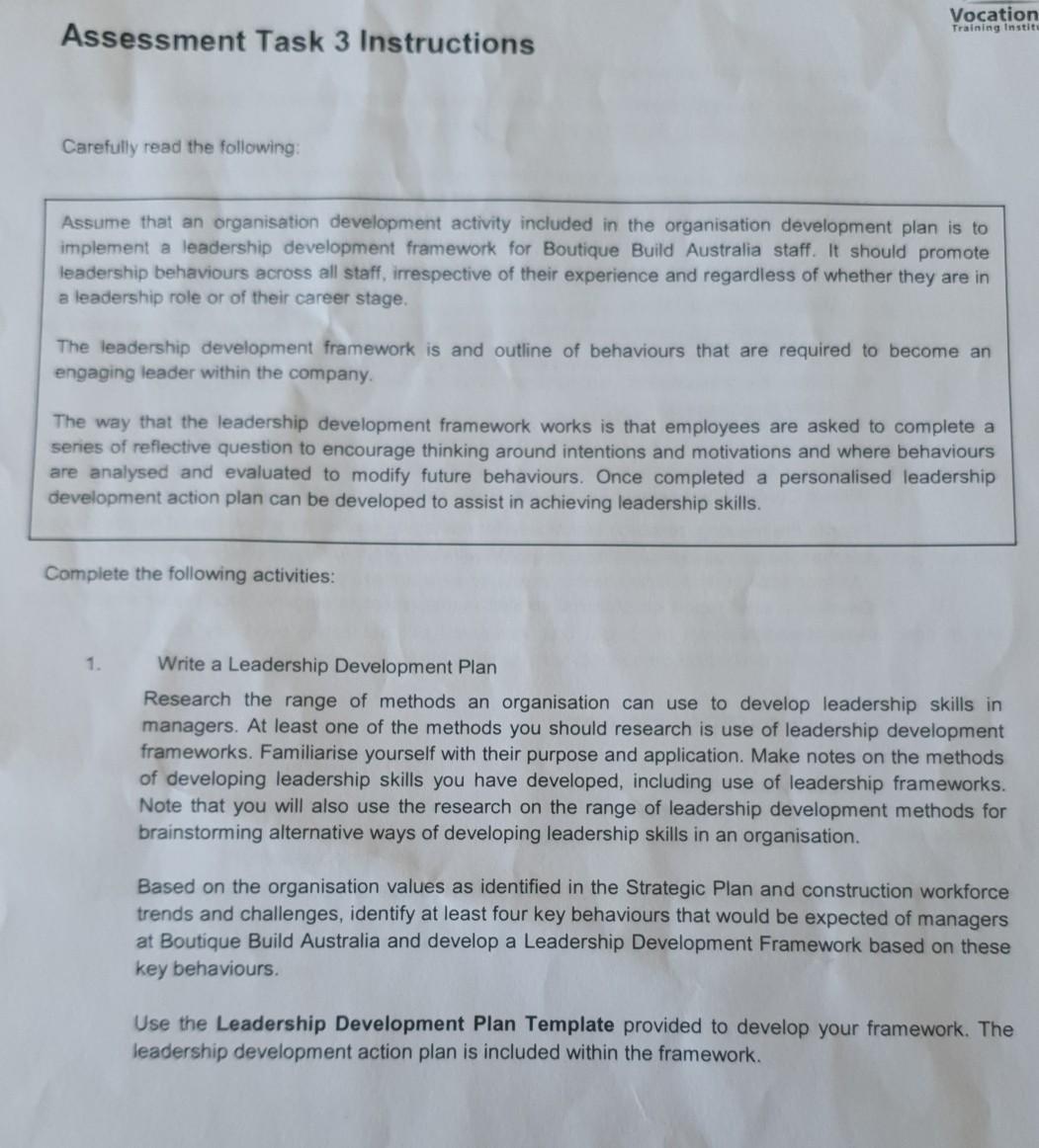 Vocation Training Instit Assessment Task 3