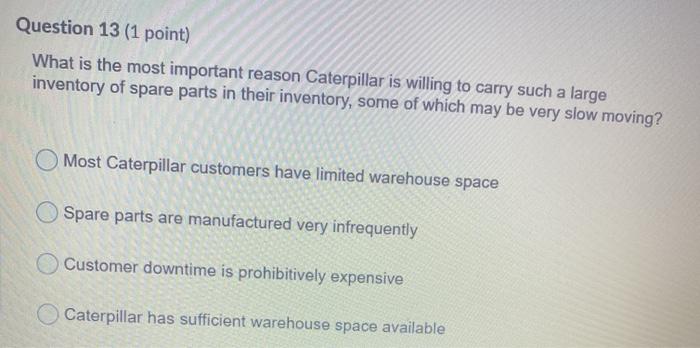 Question 13 (1 point) What is the most important