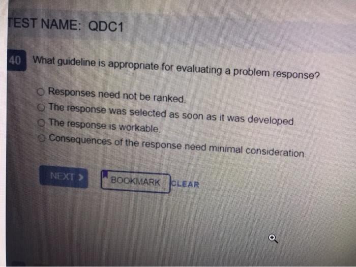 TEST NAME: QDC1 40 What guideline is appropriate