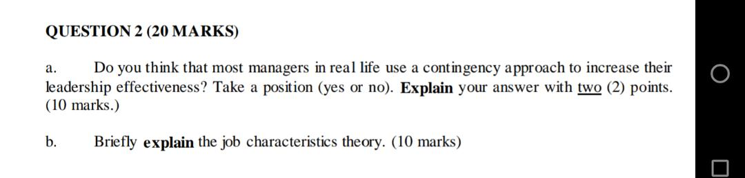 QUESTION 2 (20 MARKS) a. Do you think that most