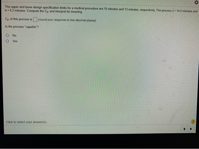 The upper and lower design specification limits