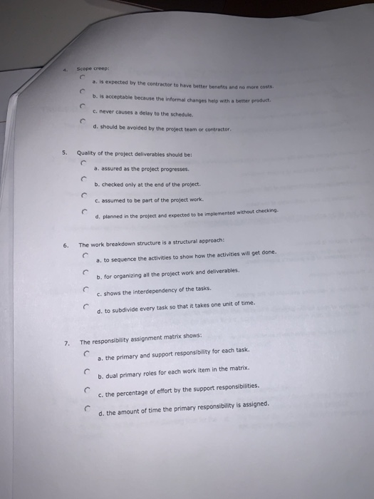 Scope creep: a is expected by the contractor to