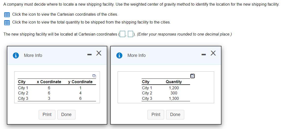 A company must decide where to locate a new