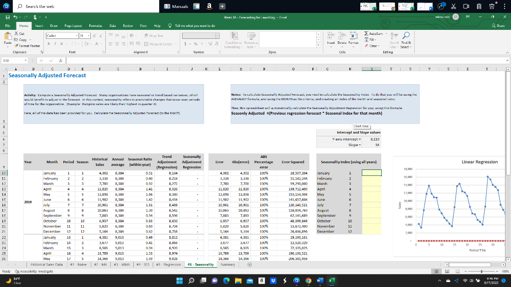 how can calculate the seasonality index using all