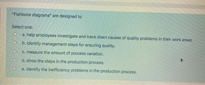 "Fishbone diagrams" are designed to Select one: O