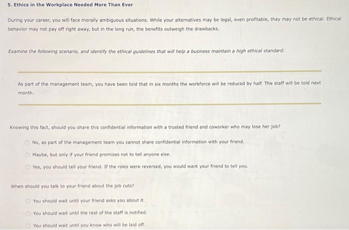 5. Ethics in the Workplace Needed More Than Ever