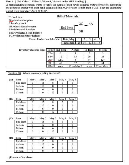 Part 6. Use Video-1, Video-2, Video-3, Video-4