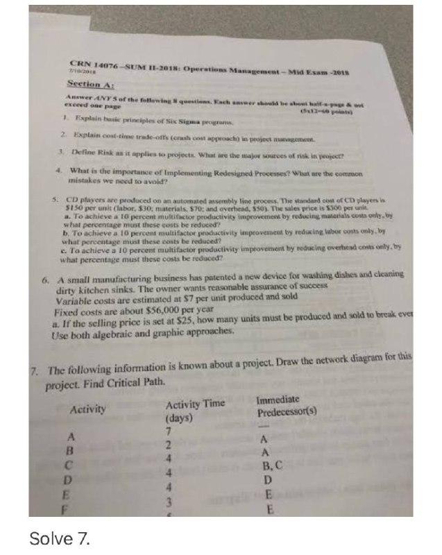 (1) CRN 14076 SUM 11-2012: Operations Management