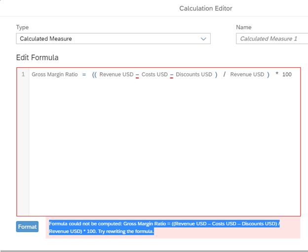 a. Select Columns > Account > Add Enter formula