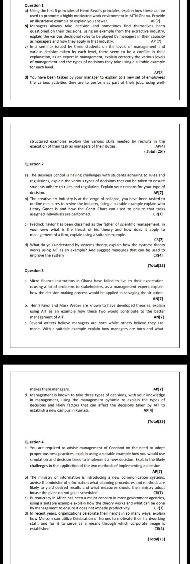 Question 1 a) Using the first 5 principles of