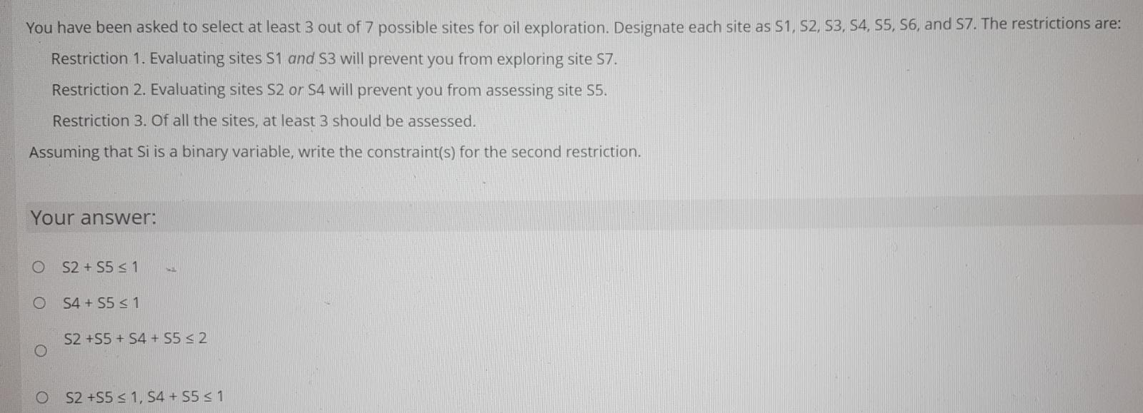 You have been asked to select at least 3 out of 7