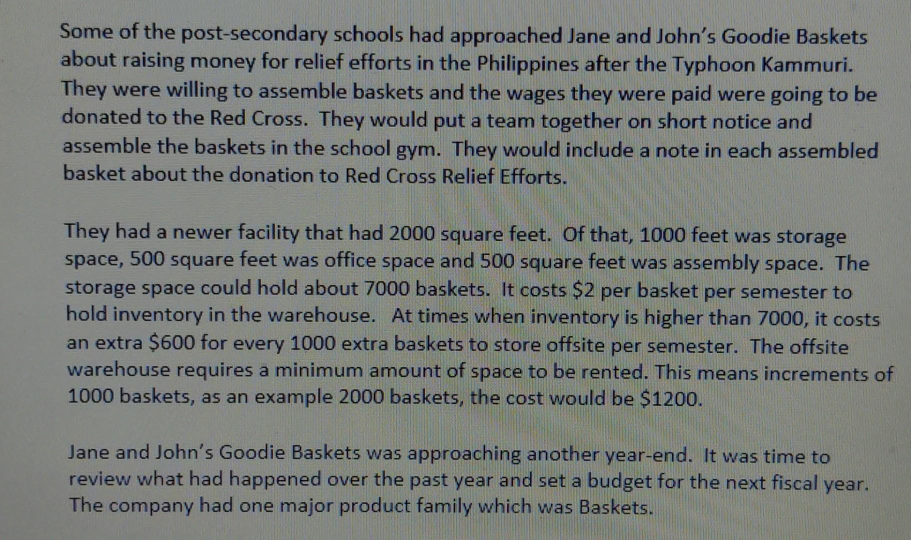 Company Background Jane and John's Goodie Baskets