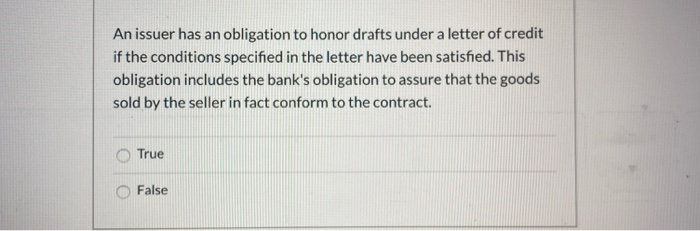 An issuer has an obligation to honor drafts under