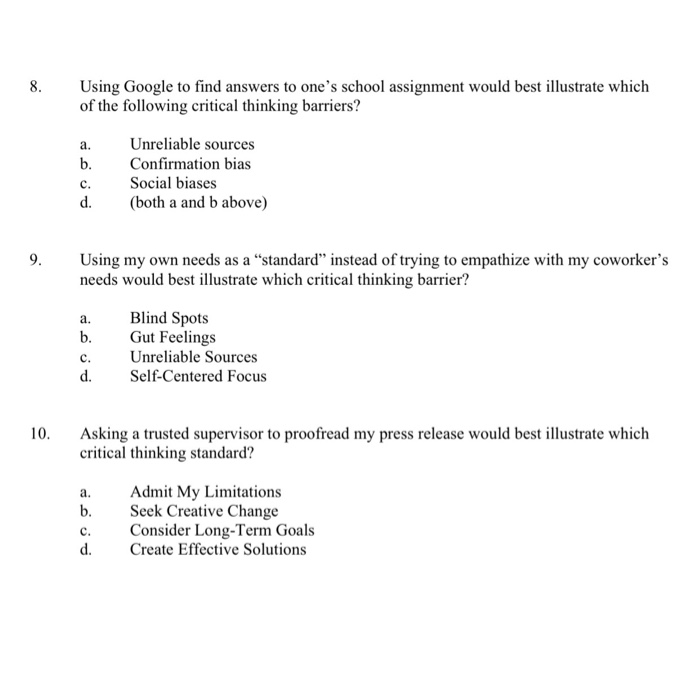 3. a. b. c. Which of the following is required