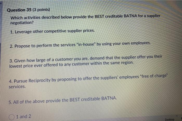 Question 35 (3 points) Which activities described