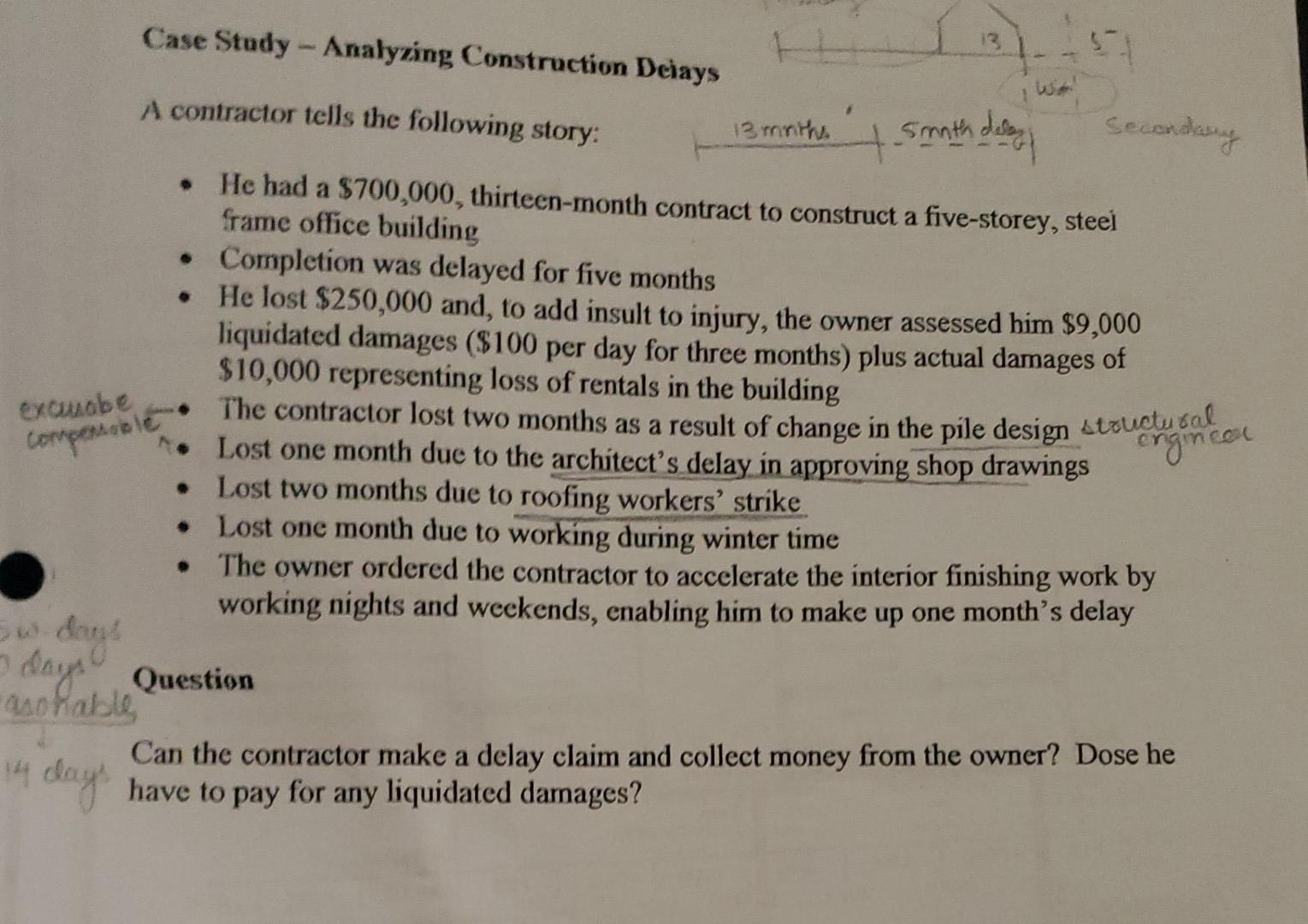 Case Study-Analyzing Construction Delays A