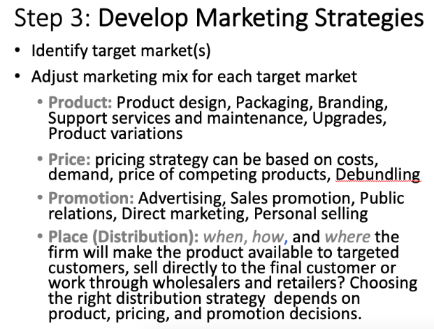 I chose this topic ( develop marketing strategy)