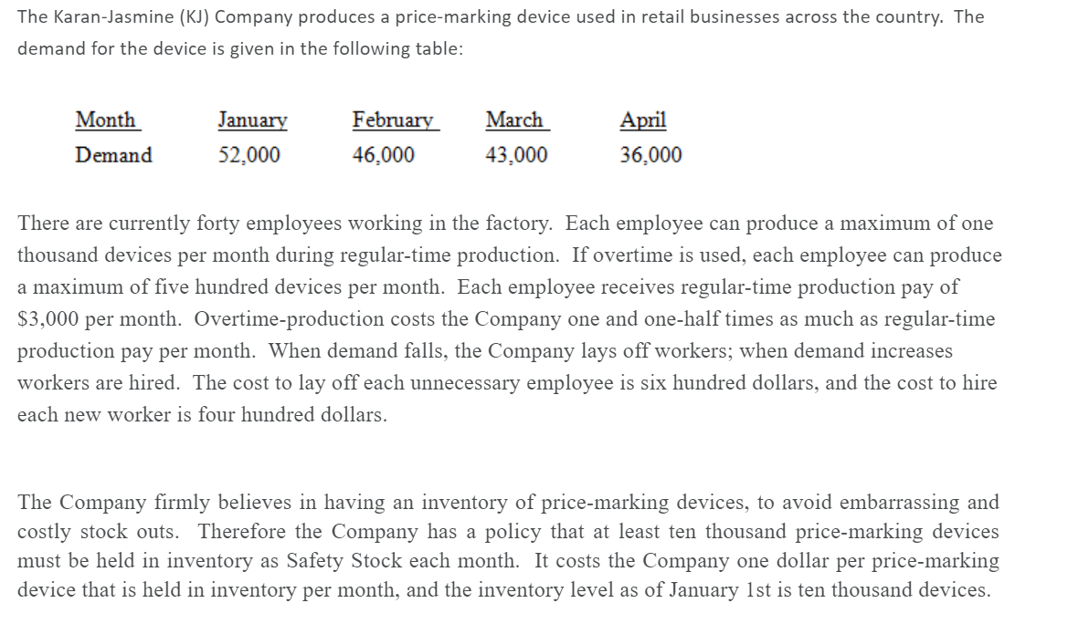 The Karan-Jasmine (KJ) Company produces a