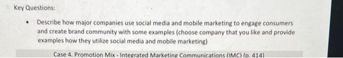 Key Questions: Describe how major companies use