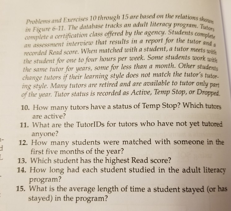 question 14 and 15 sql database FIGURE 6-71 Adult