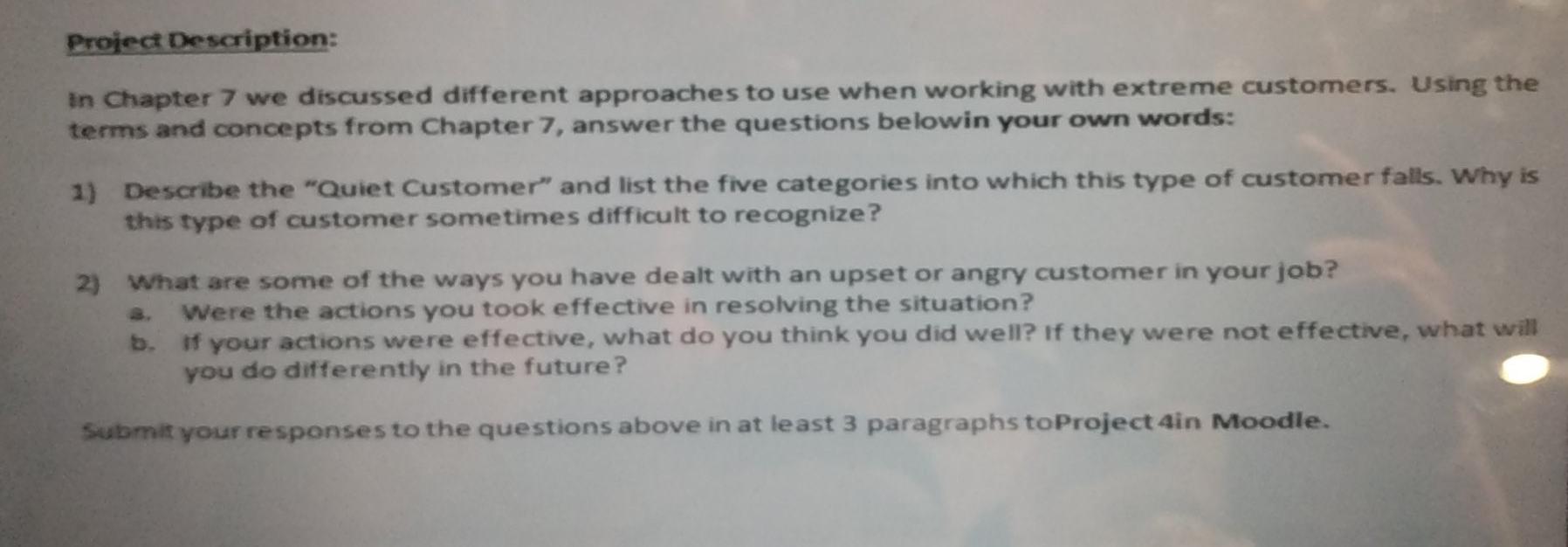 Project Description: in Chapter 7 we discussed