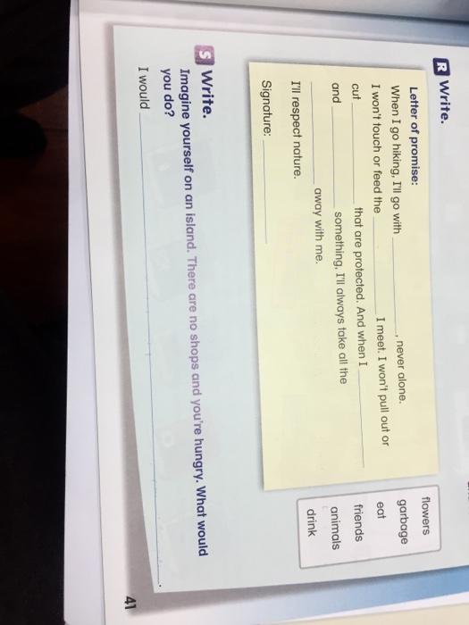 R Write. Letter of promise: When I go hiking,