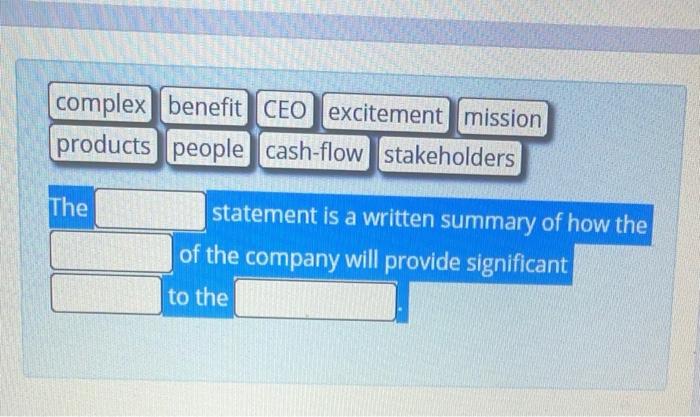 complex benefit CEO excitement mission products