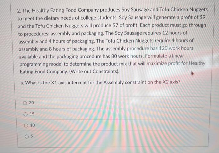 2. The Healthy Eating Food Company produces Soy