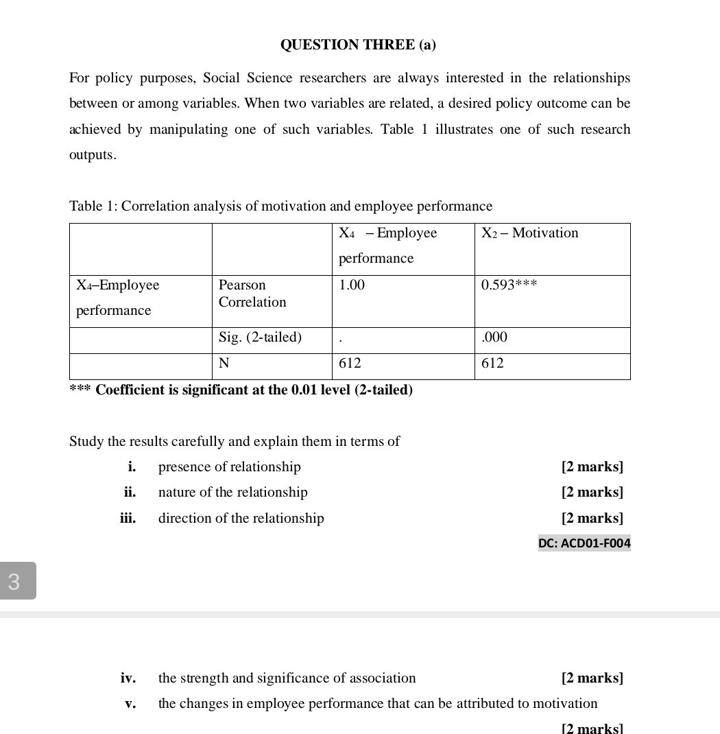 QUESTION THREE (a) For policy purposes, Social