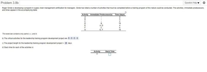 Find the slack time for A, B, C, D, E, F, and G