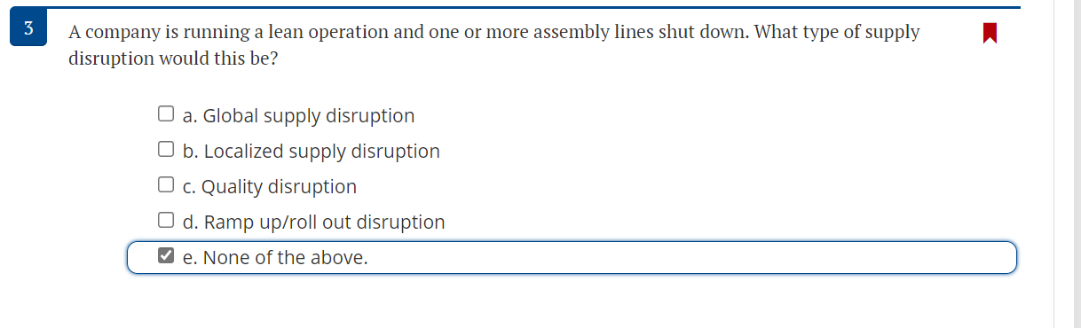 3 A company is running a lean operation and one
