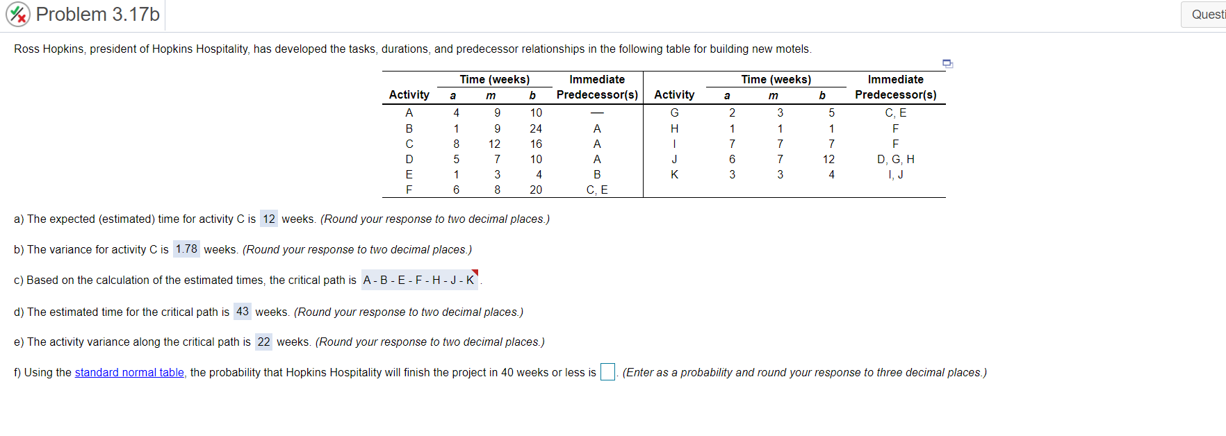 2x Problem 3.17b Quest Ross Hopkins, president of