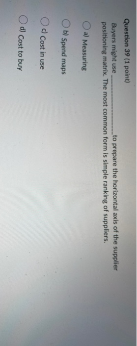 account managment course Question 39 (1 point)